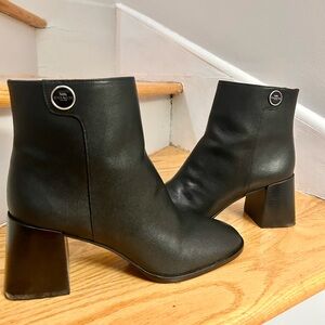 Coach Block Heel Leather Ankle Boots - EUC